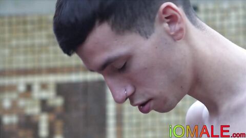 Hot pierced twink Cesar Rose fucked hard bareback outdoor