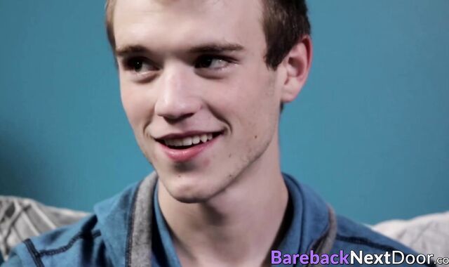 Steamy twinkie threesome bareback and spitroast session