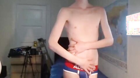 Uncircumcised redhead in undies