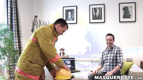 Mature gay Pascal enjoys watching a firefighter strip naked