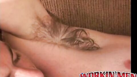 Inked and pierced mature masturbates and cums on his belly