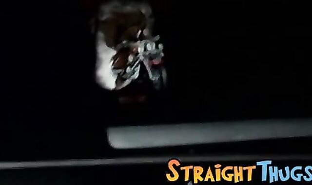 Straight thugs are jacking off and cumming outdoor