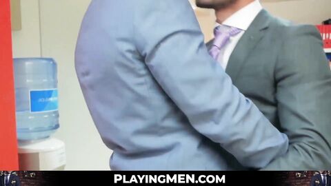 Stylish businessmen analdrilling following careless cocksucking