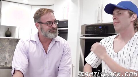 Bearded daddy raw penetrates his stepson missionary style