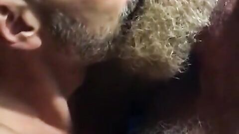 Hairy bears passionate kissing