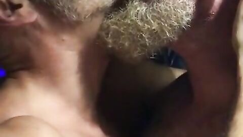 Hairy bears passionate kissing