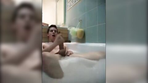 Twink jerking off in bathtub