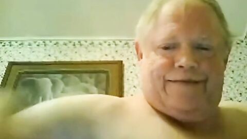 fat grandpa jerking off on the bed