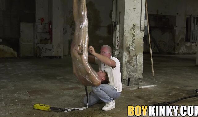 Roped up Ariel Black wrapped and whipped in SM session