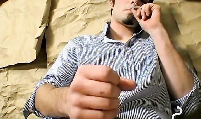 Sensual  cockstroking in a swirling smoke with Ashley