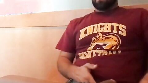 Bearded Bro Public Jerk Off in A Coffee Shop