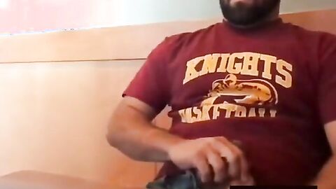 Bearded Bro Public Jerk Off in A Coffee Shop