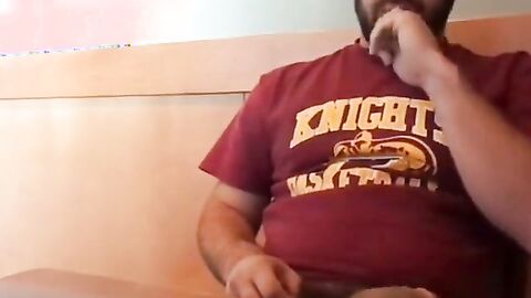 Bearded Bro Public Jerk Off in A Coffee Shop