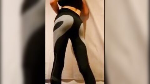 cute sissy in leggings with a bulge