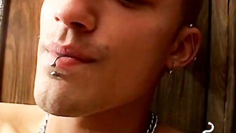 Smoking twink plays with his cock and enjoys it so much