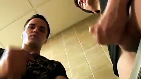 Young twink pissing before restroom masturbation