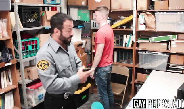 Hairy cocked Security Guard Ass Bangs a Young Thief