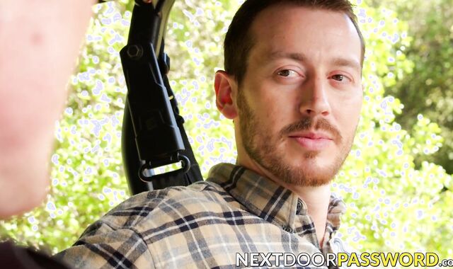 Hunky gay rides his friends cock raw after blowjob outdoor