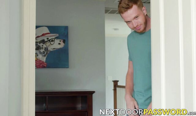 Ginger stud and Latin homo bareback youngster with glasses