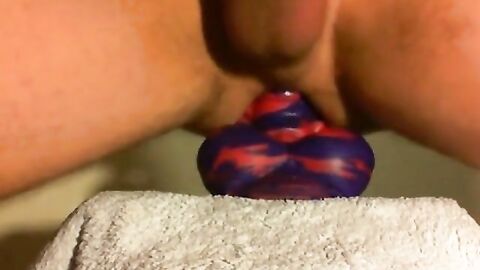 amateur Anal sex toy fun with flint the bad dragon !