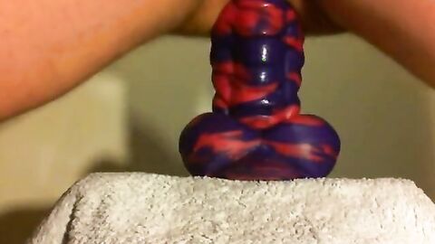 amateur Anal sex toy fun with flint the bad dragon !