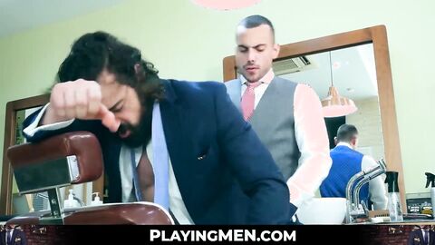 Bearded entrepreneur Miguel Angel slamming a barbershop bareback