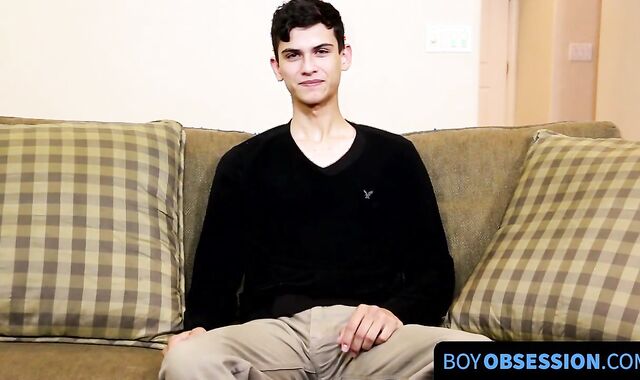 After the interview Twink will not stop jerking off