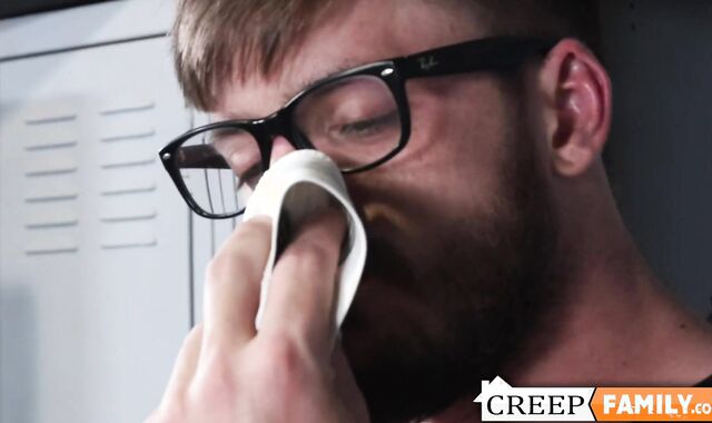 Handsome stud Kyle Hart smelling jock straps while jerking off his horny cock