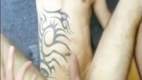 Young guy with a nice long cock fucks tattooed guy