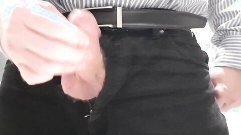 Little cock daddy wank at work with big cum spurt 3