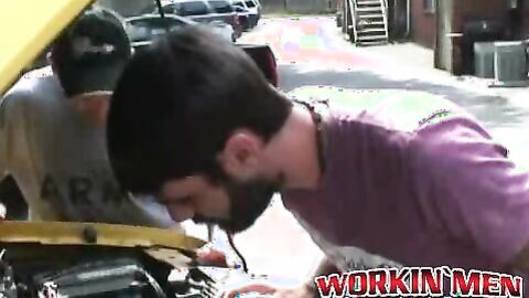 Hairy studs fix a car and end up rawfucking deep and hard