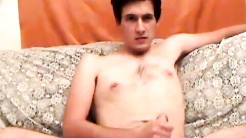 Young amateur teases with his slim body and jerks off rough