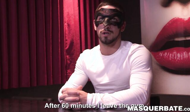 Handsome masked homo strips naked and starts to masturbate