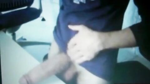 thick huge cock show on desk
