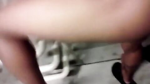 Risky Bareback Fuck in the Staircase