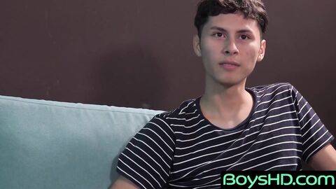 Dimitri Vega a thin gay teenager jerks off and suckers the cock