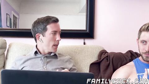 Stepfather teases cute twink into hardcore taboo barebacking