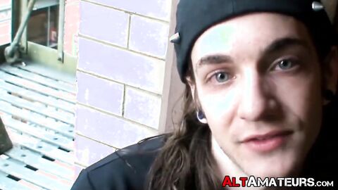 Punk rock amateur Kade solo jerking off and stuffing dildo