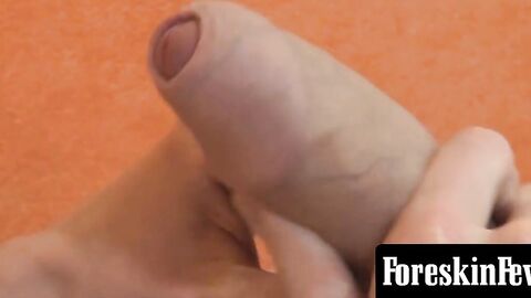 Youthful twink passionatly plays with his fat enormous dick