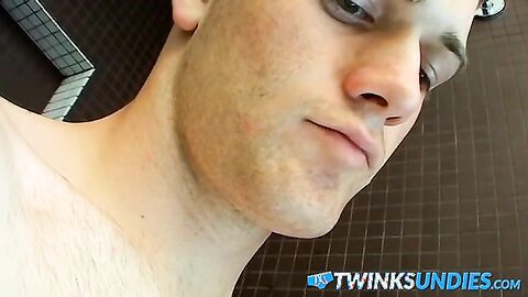 Twink Bryce Corbin jerks cock over his undies and cums