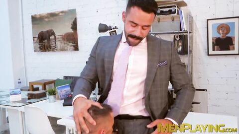Blowjobs and anal with suited Shane Jackson and Teddy Torres