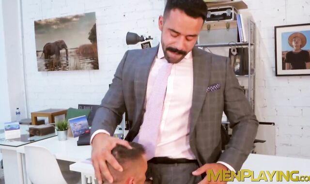 Blowjobs and anal with suited Shane Jackson and Teddy Torres