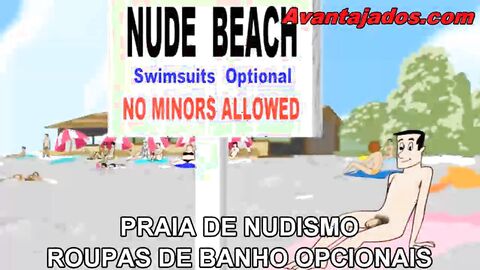 Gays on Nudist Beach in Cartoon Orgy