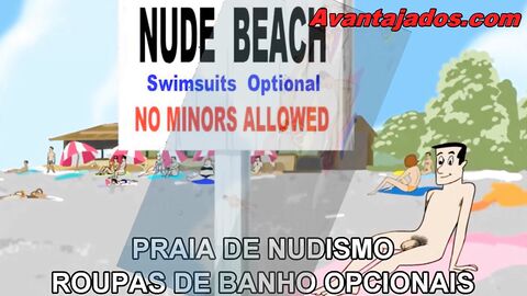 Gays on Nudist Beach in Cartoon Orgy