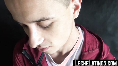 Young Latino girl with bare shoulders and a huge cock on her face