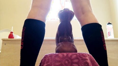 Stretching on my XL bad dragon dildos