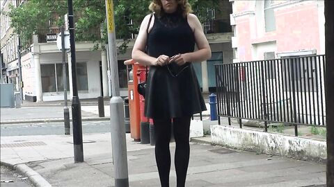 Sexy Transvestite masturbating out side the post office