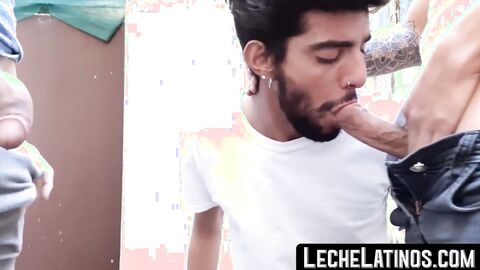 In a passionate 3way a horny straight jock ass was bareback fucked