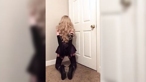 Sissy Crossdresser Bondage in Lycra Dress and Stockings