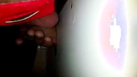 Glory hole cock sucking with cum swallow..
